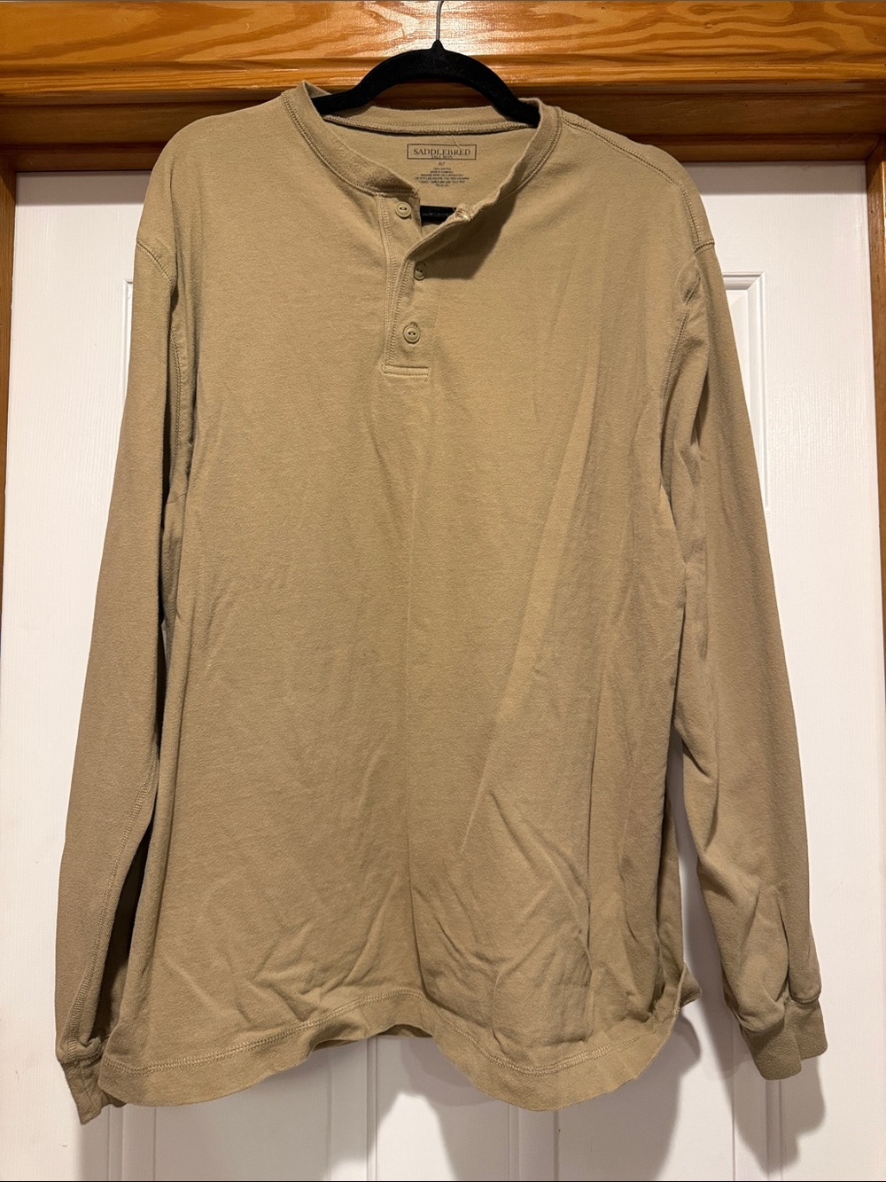 Saddlebred Tan Long-Sleeve Henley Shirt